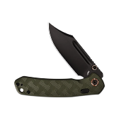 J1942XBGN — Couteau CJRB Pyrite Bowie AR-RPM9 Black PVD Lame Acier 59-61 HRC Manche G10 Vert Top Liner Lock Chasse Bushcraft Livraison Gratuite