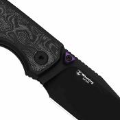 Ki3634A2 Kizer Wharning | Couteau Lame Sheepsfoot Acier CPM-S45VN Black | Manche Black UltreX Micarta Liner Lock - Livraison Gratuite