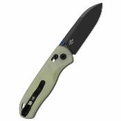 KIV3619A21 Couteau Kizer Drop Bear | Lame Acier Nitro-V Black PVD Drop Point | Manche Plaquettes GID G10 Green | Clutch Lock | Livraison Gratuite