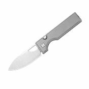 KIV3708A1 Couteau Kizer Little Ringbo | Lame Drop Point Acier AEB-L Satin | Manche Grey Aluminum Button Liner Lock - Livraison Gratuite