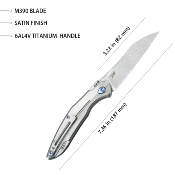 KUB299C Couteau Kubey Barracuda Lame Acier M390 Wharncliffe Manche Titane Satin Pivot Roulements à Billes - Livraison Gratuite