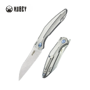 KUB299C Couteau Kubey Barracuda Lame Acier M390 Wharncliffe Manche Titane Satin Pivot Roulements à Billes - Livraison Gratuite