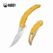 KUB346C Couteau Kubey Wave Crest – Couteau Pliant Pikal | Lame Satin Acier 14C28N | Manche G10 Yellow Roulements Billes - Livraison Gratuite