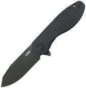 KUB358N — Couteau Kubey Master Chief Linerlock Acier Sandvik 14C28N BlackWash Reverse Tanto Manche G10 Noir EDC Livraison Gratuite