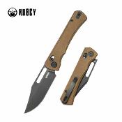 KUB396E Couteau pliant Kubey TBO | Lame Clip Point acier 14C28N | Crossbar Lock | Manche Brown Micarta – Livraison Gratuite