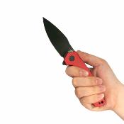 KUB901X Kubey Calyce | Lame Acier 14C28N Blackwashed | Manche G10 Red | Flipper | Liner Lock - Livraison Gratuite