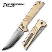 NMB2401E Couteau North Mountain Blade Tanto Acier SLD-Magic San Mai Manche Bronze - Livraison Gratuite