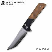 NMB2407PEIST North Mountain Blade Chop 2 – Couteau Pliant Button Lock Lame SLD-Magic San Mai Tanto – Manche PEI Jaune – Livraison Gratuite