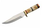 PA203498 Couteau De Chasse Rain Fall Hunter Bone Lame Acier Inox Etui Cuir - Livraison Gratuite