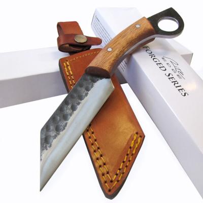 PA4442 Couteau Seax Warrior Karambit Lame Acier Carbon Etui Cuir - Livraison Gratuite