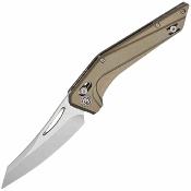 PFKP15BGAW Petrified Fish Frigate | Couteau Lame Reverse Tanto Acier CPM-S35VN SW | Manche Bronze Aluminum Crossbar Lock - Livraison Gratuite