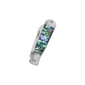 QS167A Couteau QSP Jumping Jack — Lame Clip Point Acier 14C28N, Manche Abalone Slip Joint - Livraison gratuite
