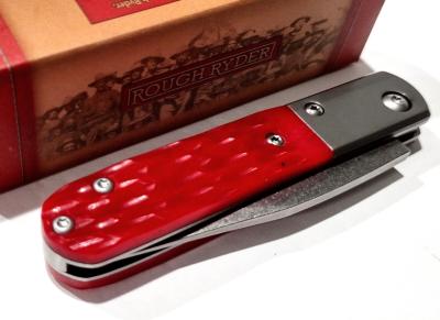 RR2612 Couteau Rough Ryder Barlow Lame Clip Point Acier Inox Manche Os Rouge Slip Joint - Livraison Gratuite
