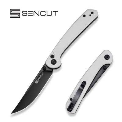 S250071 Sencut Skelfin White | Lame Clip Point Acier 9Cr18MoV Manche G10 | Button Lock | Roulement Céramique - Livraison Gratuite