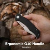 S250601 Sencut Tauron – Couteau pliant Liner Lock Lame Acier D2 Stonewash Manche Black G10 - Livraison Gratuite