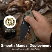S250603 Sencut Tauron – Couteau pliant Liner Lock Lame Acier D2 Black Manche Olive Green Canvas Micarta - Livraison Gratuite