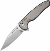 S250682 SENCUT Selkyris | Couteau Lame Wharncliffe Acier D2 | Manche Gray Alu Button Lock - Livraison Gratuite