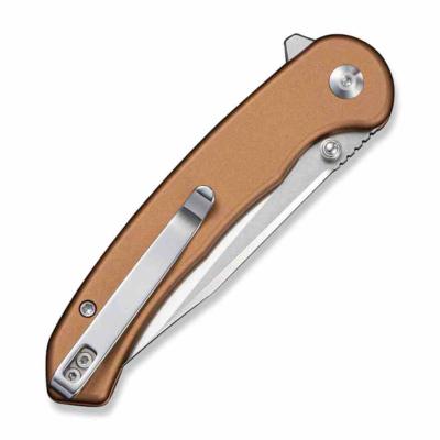 S251021 Sencut Ingot Brown | Couteau Lame Acier D2 Clip Point | Manche Aluminium | Button Lock | Livraison Gratuite