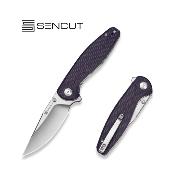 S251043 SENCUT Vyrce Lame Acier D2 Satin Manche Micarta Purple Canvas Linerlock Thumb Stud - Livraison Gratuite