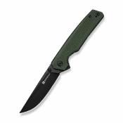 S251122 — Couteau Pliant Sencut Stria Lame Acier D2 Noir (59-61HRC) Manche Plaquettes Green Canvas Micarta Flipper Thumb Stud Livraison Gratuite