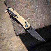 SKW67515 Skallywag Tactical Porpoise Spear Point – Couteau pliant Crossbar Lock Lame Acier N690 Black PVD Manche G10 Tan - Livraison Gratuite