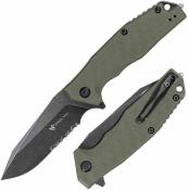SMGF1033S Steel Will Warbot SWF10-33S – Couteau Lame Acier D2 Manche G10 Olive Linerlock Clip Ambidextre – Livraison Gratuite