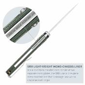 SRM255LMG3 Couteau SRM Medal | Lame Acier 140Cr Laminated Drop Point | Manche Plaquettes Green Micarta | Slip Joint | Livraison Gratuite