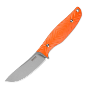 SRM605TGJ — Couteau SRM Fossa Lame Acier 14C28N Upswept Drop Point Bead Blast Manche Plaquettes G10 Orange Étui PVC - Livraison Gratuite