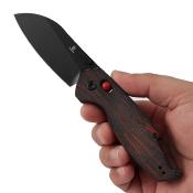 T1022V7 Couteau Tenable Model 6 Lame Sheepfoot Blackwash 14C28N – Manche G-mascus Rouge/Noir – Verrou Crossbar - Livraison Gratuite