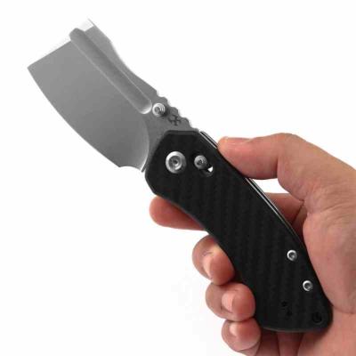 TE2030V7 Couteau Kansept Korvid V | Lame Cleaver Acier D2 Stonewashed | Manche Twill Carbon Fiber & G10 Crossbar Lock - Livraison Gratuite