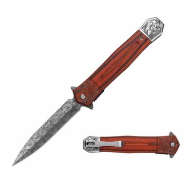 TF2016DG Lot de 3 Tac-Force - Couteau Spring Assisted Lame Acier 3Cr13MoV Manche Bois & Acier - Livraison Gratuite