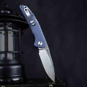 TVTY27GG14 Trivisa Arae-03G – Couteau pliant Back Lock Lame Acier 14C28N Satin Manche Blue G10 - Livraison Gratuite