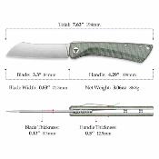 TVYD01GM14 Trivisa Norma-04G – Couteau pliant Liner Lock Lame Acier 14C28N SW Manche Green Micarta - Livraison Gratuite