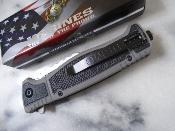 USMA3005GY Lot de 2 Couteau Semi-Automatique USMC Marines A/O Lame Tanto Acier 3Cr13  - Livraison Gratuite
