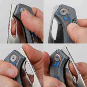 VOSA1813 Vosteed Kroc Ocean | Couteau Lame Reverse Tanto Acier S35VN Satin | Manche Gray Aluminum & Ocean Micarta Inlays - Livraison Gratuite