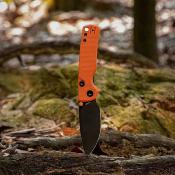 VOSA2628 — Couteau Vosteed Porcupine Lame Acier Sandvik 14C28N Drop Point Stonewash Noir Manche G10 Orange Top Linerlock - Livraison Gratuite
