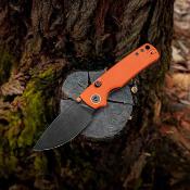 VOSA2628 — Couteau Vosteed Porcupine Lame Acier Sandvik 14C28N Drop Point Stonewash Noir Manche G10 Orange Top Linerlock - Livraison Gratuite
