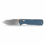 VOSA4112 — Couteau Vosteed Vombat Lame Acier 14C28N Clip Point Satinée Manche G10 Bleu Crossbar Lock - Livraison Gratuite