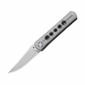ZX34992A2  Kizer Feist 2 X-Series – Couteau pliant lame M390 Stonewashed Clip Point manche titane argent, Frame Lock, front flipper – Livraison Gratuite
