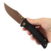 B2108A3 Couteau Bison Tenable Knives | Lame Acier Nitro-V Rose Gold Drop Point | Manche Black Alu | Liner Lock | Livraison Gratuite