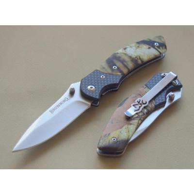 Couteau de Poche Browning Camo Lame Acier Inox Manche Alu & Fibre de Carbone Linerlock BR0230 - Free Shipping