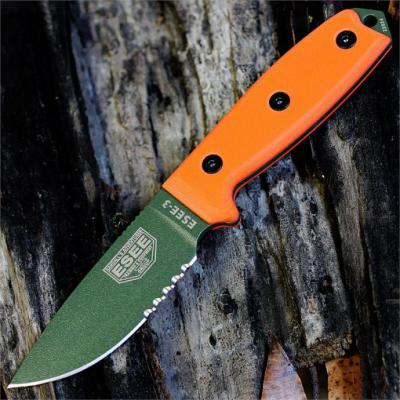 Couteau ESEE Model 3 Acier Carbone 1095 Manche Orange G-10 Made USA NO SHEATH ES3SKOOD - Free Shipping