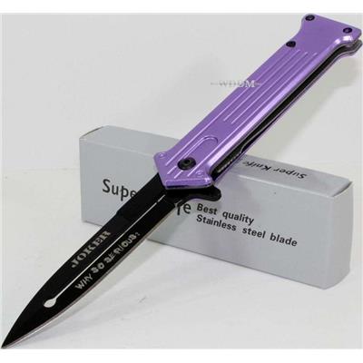 Couteau Styletto Dague Ouverture Assistée Purple Manche Alu Acier Inox Manche Alu M3999 - Free Shipping