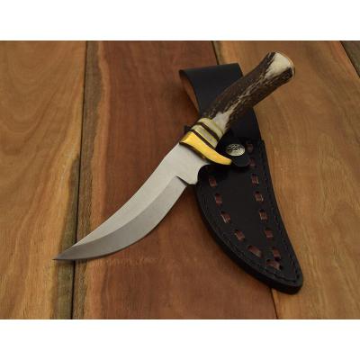 Couteau Bowie de Chasse Mountain Hunter Lame Acier Carbone/Inox Manche Bois De Cerf Etui Cuir SS7005 - Free Shipping