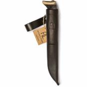 ATL934 Arctic Legend Hobby | Couteau Lame Straight Back Acier Carbone Noir | Manche Curly Birch Housse Cuir Finland - Livraison Gratuite 