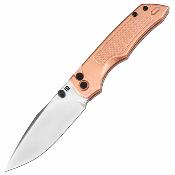 ATZ1870GCO ArtisanCutlery Wizard | Couteau Lame Drop Point Acier CPM S90V Manche Cuivre IKBS Button Lock - Livraison Gratuite