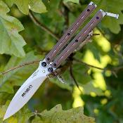 BCC902 Bradley Kimura Butterfly – Couteau Papillon Balisong Lame Acier Inox 154CM Spear Point Bead Blast, Manche G10 Coyote Latch USA – Livraison Gratuite