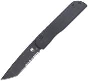 CBTPLRBKBTS Couteau Cobratec Prowler Lame Tanto Acier D2 – Partiellement crantée – Manche G10 Noir – Button Lock – Livraison Gratuite
