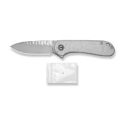 CIVC18062AM1 — Couteau CIVIVI Elementum Lame Acier Nitro-V Drop Point Satinée Rock-Grind Manche Lexan Transparent Poli Flipper Liner Lock - Livraison Gratuite