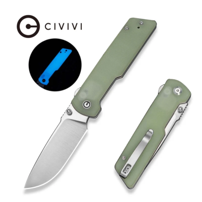 CIVC250351 — Couteau de poche CIVIVI Zygon Lame Acier Nitro-V Drop Point Satiné Manche G10 Naturel Top Crossbar Lock Livraison Gratuite
